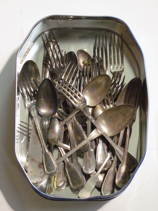 A collection of Continental silver plated flatware