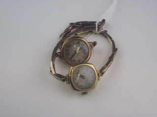 2 ladies wristwatches contained in a gold cases