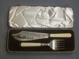 A pair of silver plated fish servers by Walker & Hall, cased