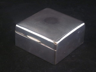 A silver cigarette box with hinged lid, marks rubbed 3 1/2"