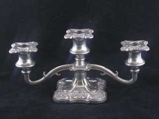 A silver plated 3 light candelabrum