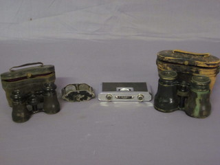 A pair of French Lemaire opera glasses and 2 other pairs of  opera glasses and a magnifying glass