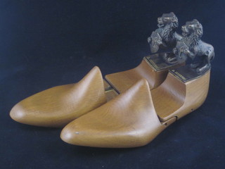 A pair of Testoni beech and gilt metal advertising shoe trees, approximately size 8