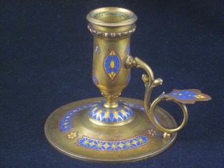 A 19th Century French gilt bronze and champleve enamel chamberstick, signed F Barbedienne, 4"