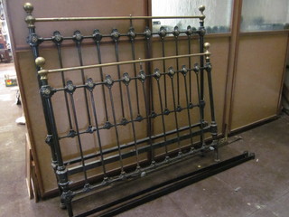A Victorian brass and iron bedstead complete with irons 55"