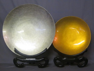 2 large Eastern lacquered bowls 32" and 33"
