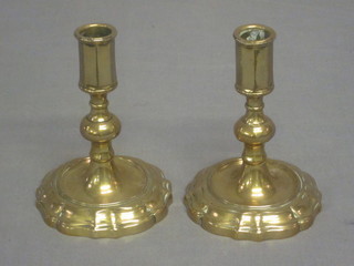 A pair of brass stub candlesticks 5"