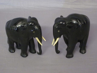 A pair of ebony elephants 5"