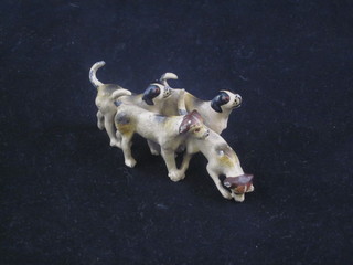 An Austrian cold painted bronze figure group of 4 hounds 3"