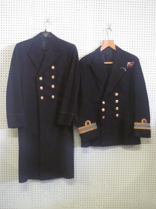A Royal Naval reserve electrical branch Lieutenant Commander's tunic by Gieves, together with a Royal Naval officer's tail coat