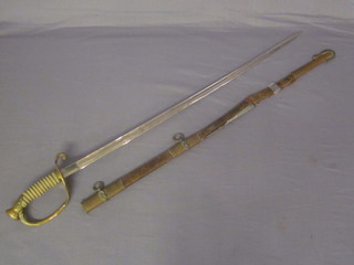 A Venezuelan Naval Officer's sword with etched blade, gilt hilt and shagreen grip complete with scabbard   ILLUSTRATED
