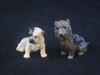 A Royal Doulton figure of a seated dog, chip to paw, and 1  other Doulton figure of a seated Bulldog 2"