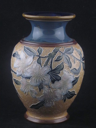 A Royal Doulton club shaped vase, the base marked Royal  Doulton 5649 Arts Union of London 7 1/2"