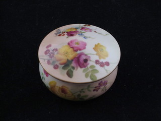A Victorian circular Worcester blush ivory jar and cover with floral decoration, the base with green mark and 12 dots