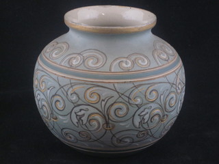 A cylindrical Doulton Silica ware vase, base marked Doulton  Silica Lambeth 1884, 4"