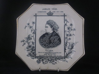 A Wallis Gimson & Co octagonal plate to commemorate the 1887 Jubilee