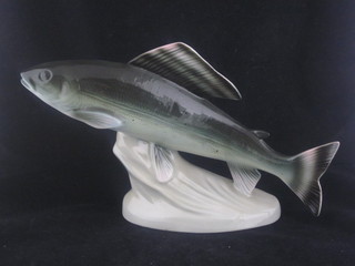 A Royal Dux figure of a trout, the base with pink triangular mark 14"