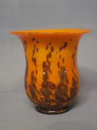 An orange Art Glass vase 10"
