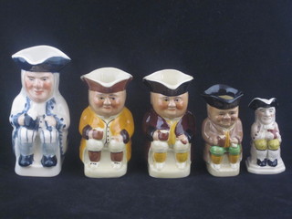 3 Tony Wood Toby jugs and 2 others