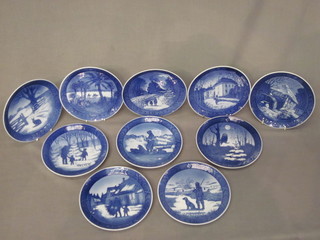 10 various Royal Copenhagen Christmas plates 1971-1980