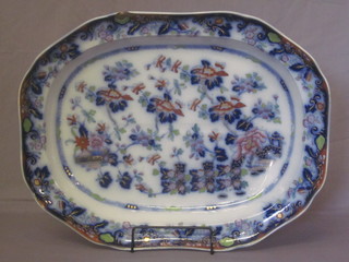 A 19th Century Derby style lozenge shaped meat plate 21", chipped,