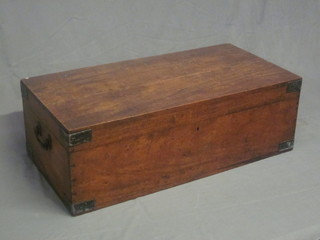A 19th Century camphor trunk with hinged lid, iron banding and  iron drop handles 38"