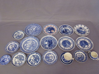 A small collection of blue and white decorative china