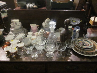 A Bloor Derby cup and saucer, a part Wedgwood coffee service,  a Grosvenor Indian Tree tea service, a Japanese egg shell tea  service, various glassware etc