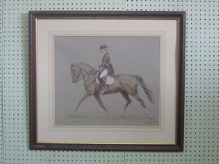 Franco Mataing?, gouache drawing "Lady Dressage Rider" 14" x  17"