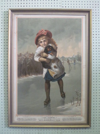A coloured print "Lucky Dog" 1888 calendar for George  Fleming Boot and Shoe Dealers 28" x 19"