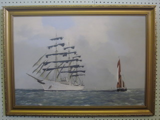 Bill Valentine, watercolour drawing "Yacht Libertad" 17" x 25"