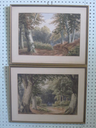 A pair of watercolour drawings "Woodland Scenes" 9" x 13"