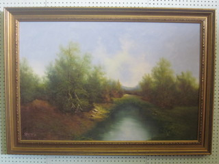 Koenig, impressionist watercolour "River" 23" x 35"