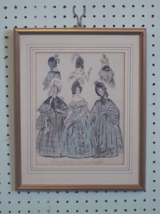 4 19th Century French coloured fashion plates 8 1/2" x 7 1/2"