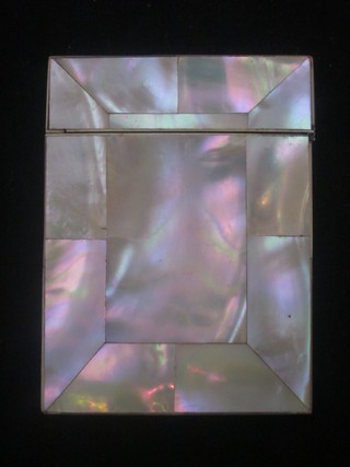 A mother of pearl card case with hinged lid, button to case f,