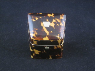 A tortoiseshell and ivory needle case in the form of a 19th  Century knife box with hinged lid 2"  ILLUSTRATED