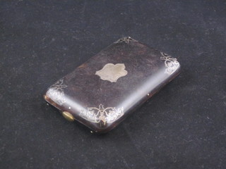 An inlaid tortoiseshell and silver cheroot case with hinged lid 3"  ILLUSTRATED