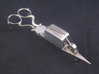 A pair of 19th Century silver plated wick trimming scissors