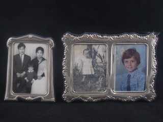 A small silver easel photograph frame and a double easel  photograph frame