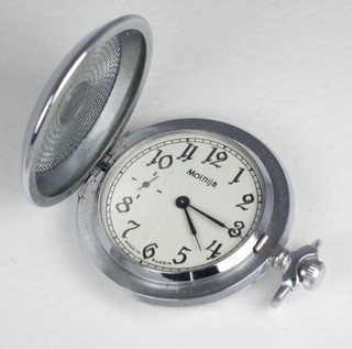 A Soviet Russian pocketwatch by Molnija contained in a stainless steel case