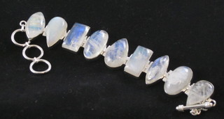 A silver and moonstone bracelet