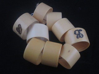 10 various horn and ivory napkin rings