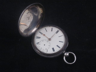 A pocketwatch by Clare Royal Exchange, contained in a silver full hunter case