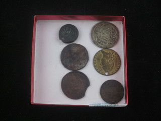 An early "silver" hammered coin, a bronze hammered coin and 4 others