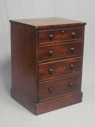A Victorian mahogany commode the upper section fitted a cupboard, the base fitted a sliding tray complete with china liner  21"