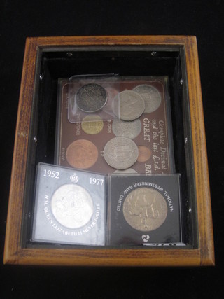 A George V 1936 half crown, a proof set of decimal coins 1967, various half crowns and 2 commemorative crowns