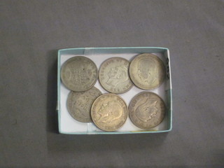 6 various silver half crowns