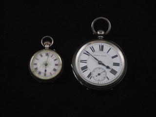 A gentleman's open faced pocket watch together with a lady's  fob watch with silver case
