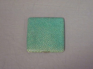 A silver and green shagreen compact, Birmingham 1914