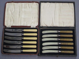 2 sets of 6 tea knives, cased